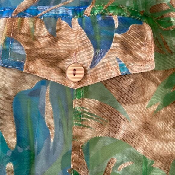 Vintage Womens Sheer Tropical Palm Print Jacket - Picture 5 of 11